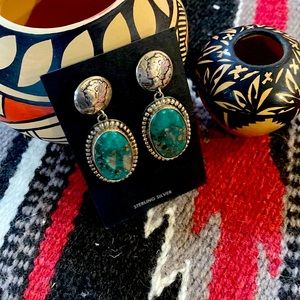 Bumblebee turquoise and silver earrings